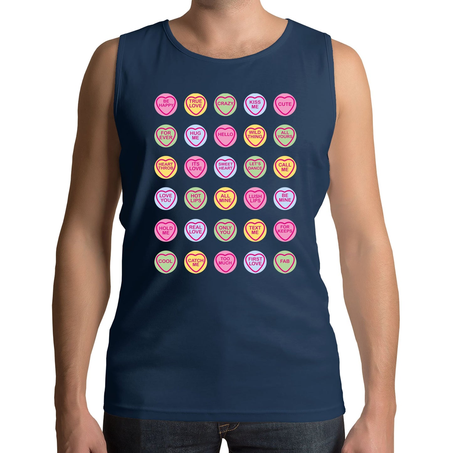 Cute Love Hearts Sweets Mens Vest