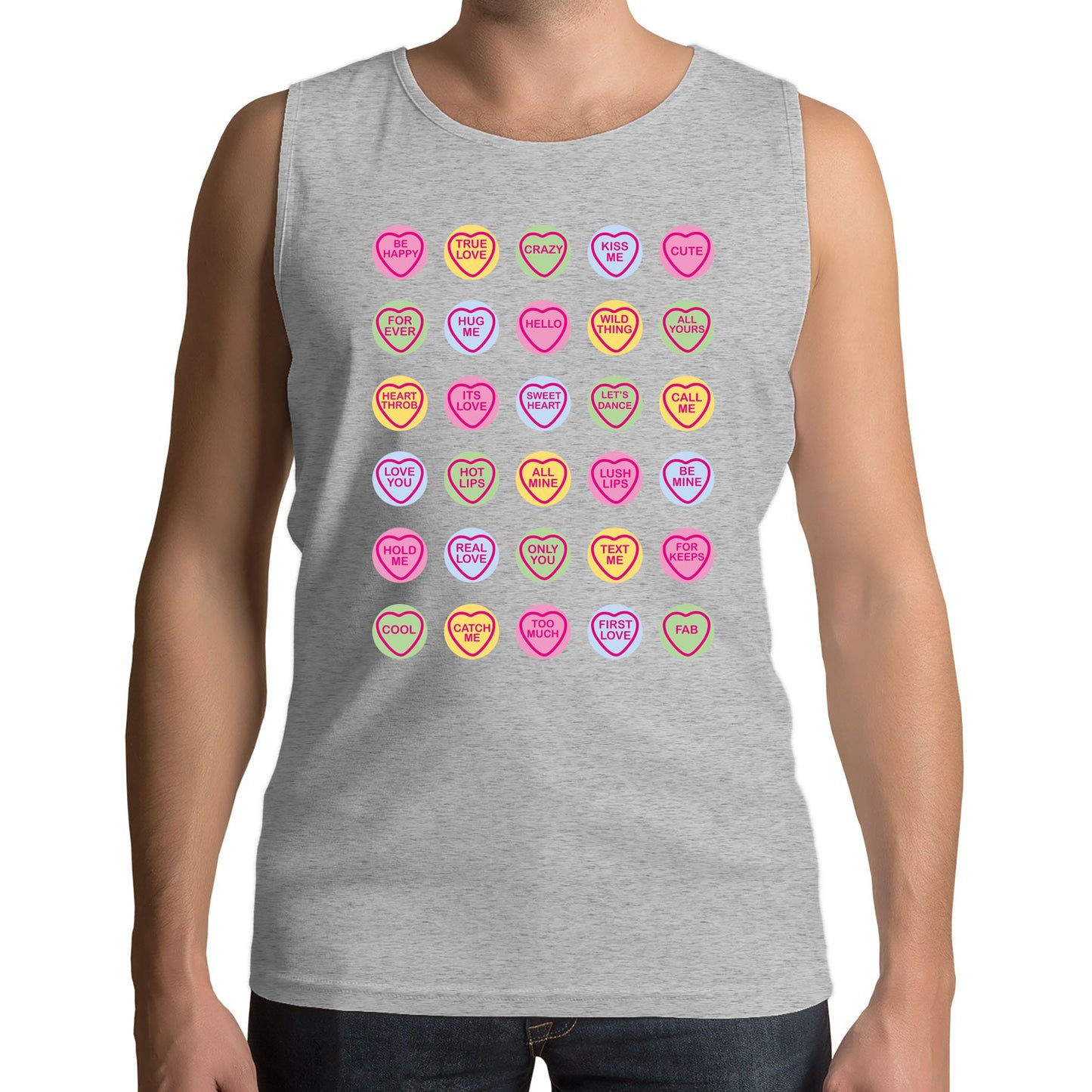 Cute Love Hearts Sweets Mens Vest