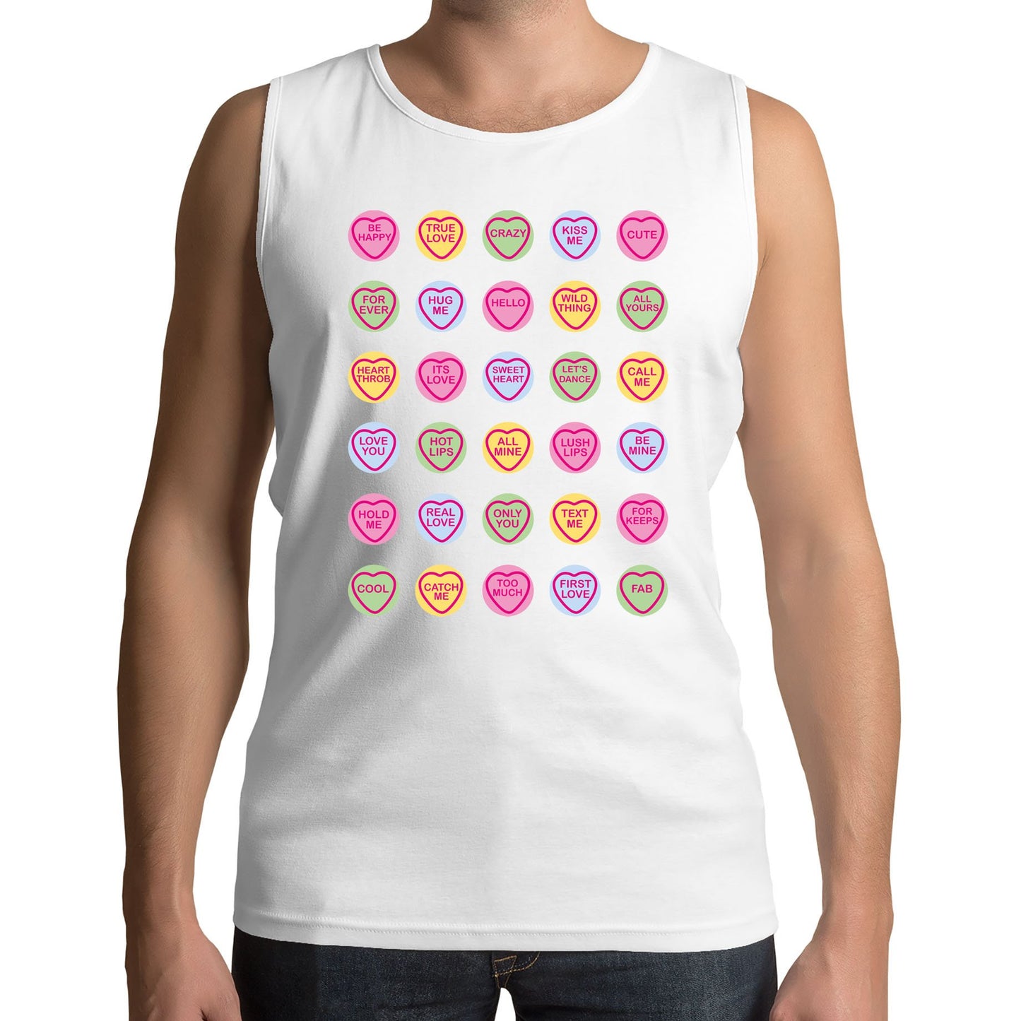 Cute Love Hearts Sweets Mens Vest