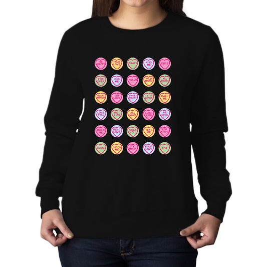 Cute Love Hearts Sweets Womens Sweatshirt