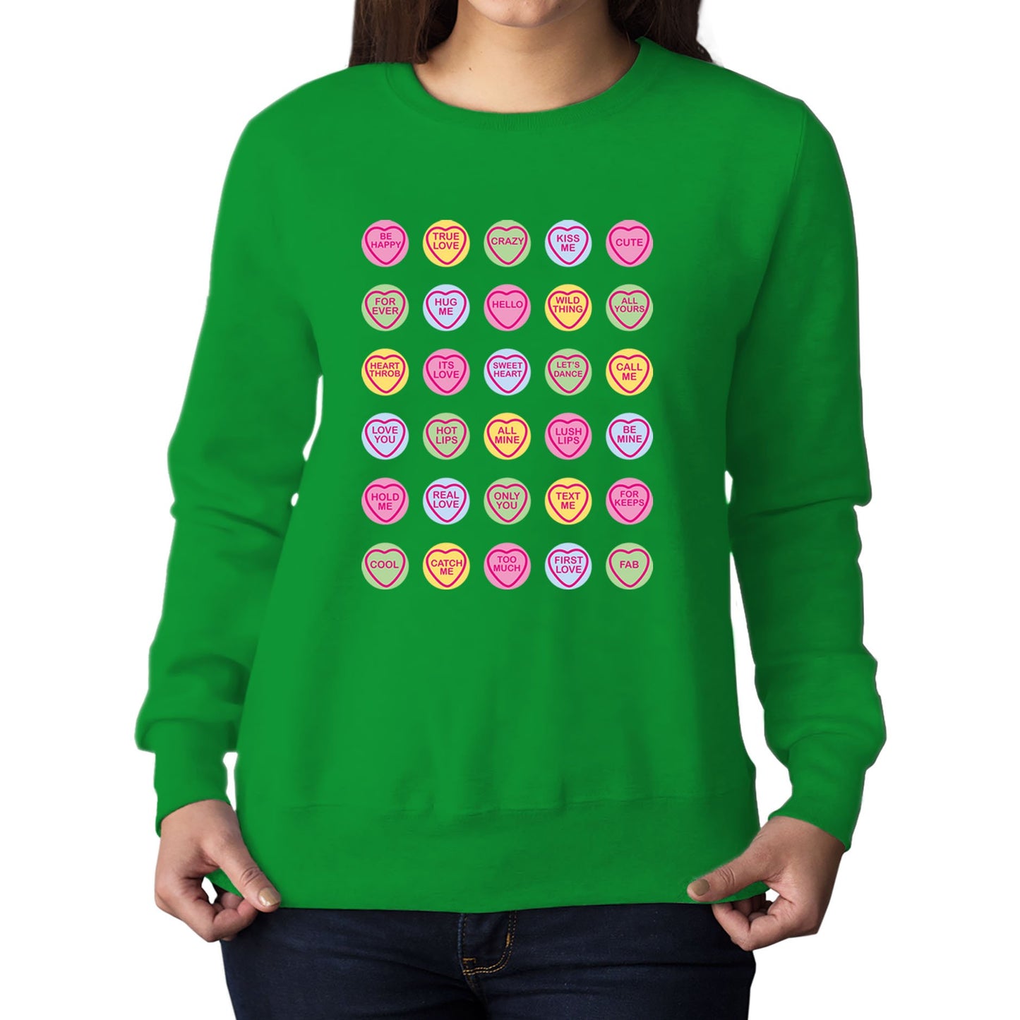 Cute Love Hearts Sweets Womens Sweatshirt