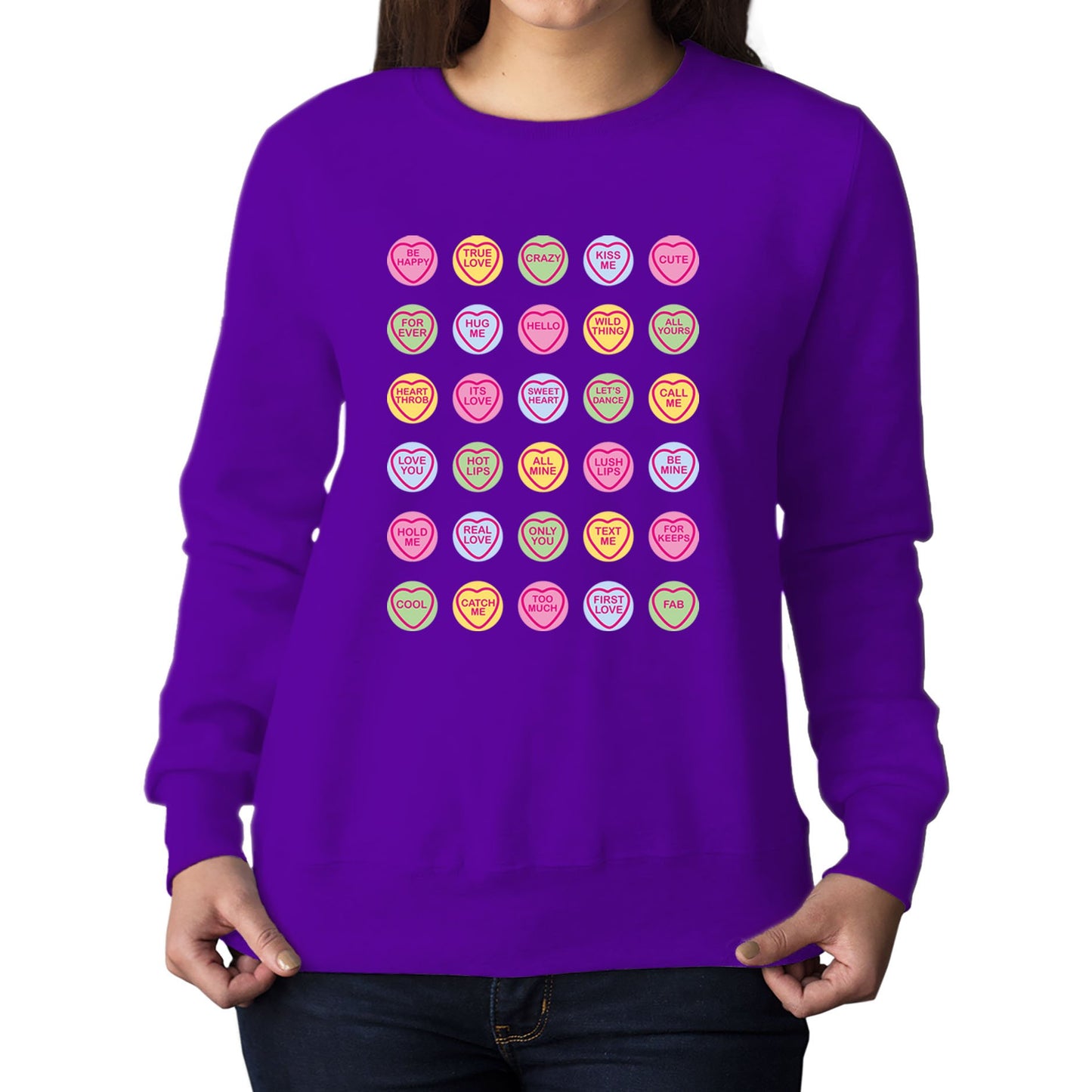 Cute Love Hearts Sweets Womens Sweatshirt