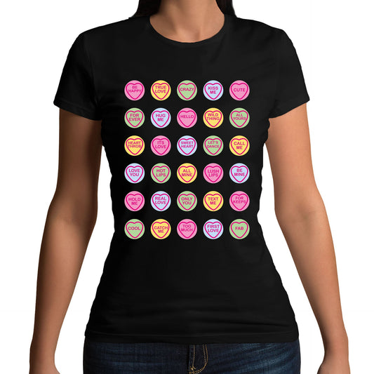 Cute Love Hearts Sweets Womens T-shirt