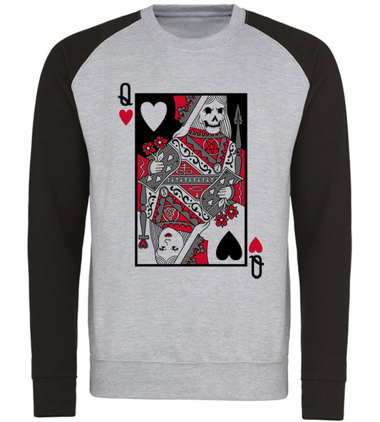 Queen Of Hearts Evil Playing Card Baseball Sweatshirt