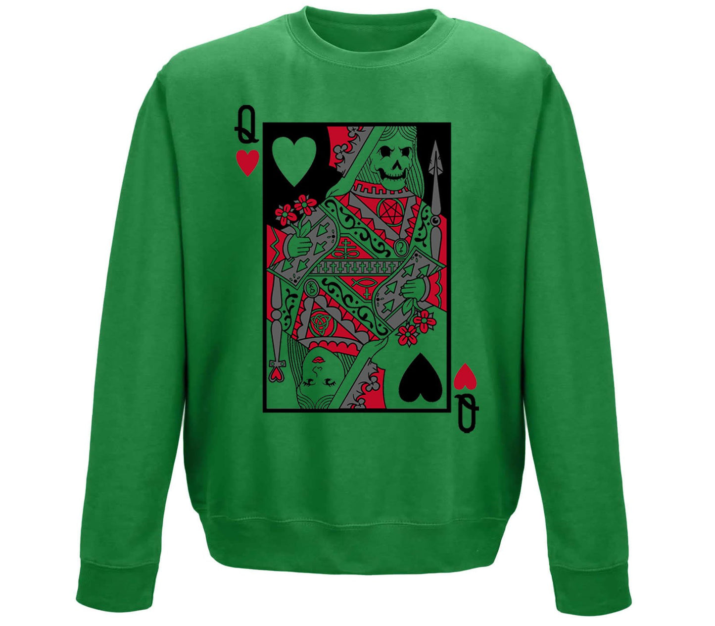 Queen Of Hearts Evil Playing Card Childrens Sweatshirt