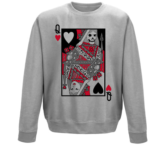 Queen Of Hearts Evil Playing Card Childrens Sweatshirt