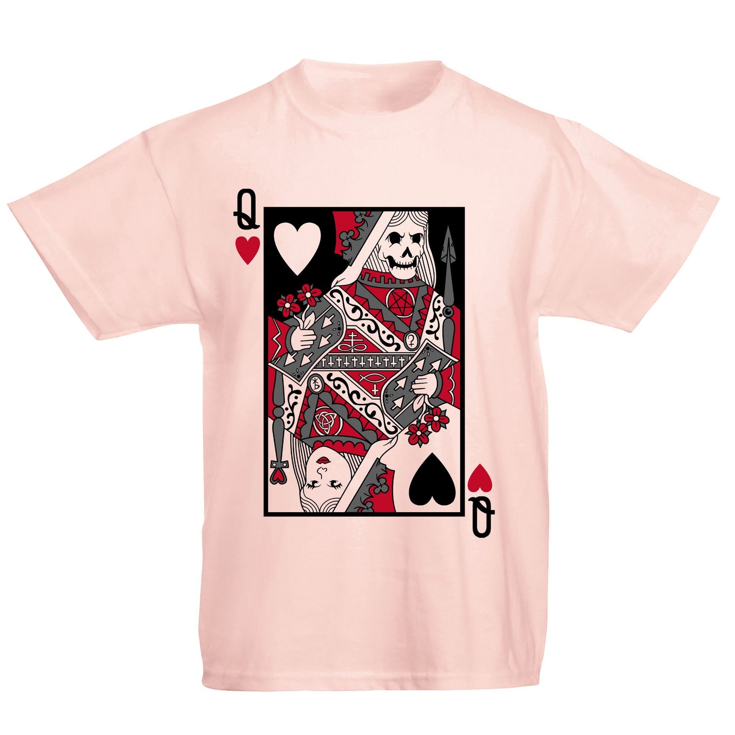 Queen Of Hearts Evil Playing Card Kids T-shirt