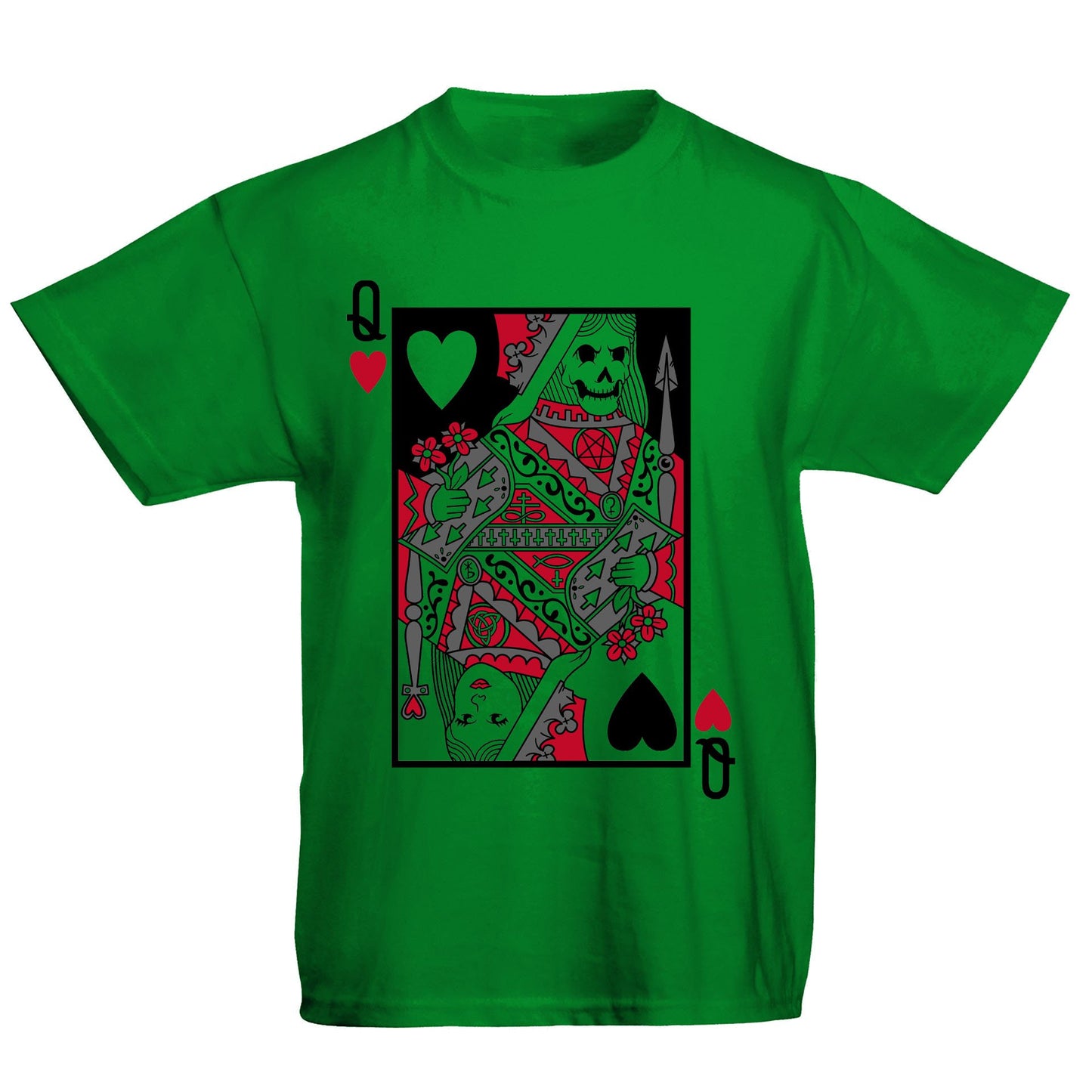 Queen Of Hearts Evil Playing Card Kids T-shirt