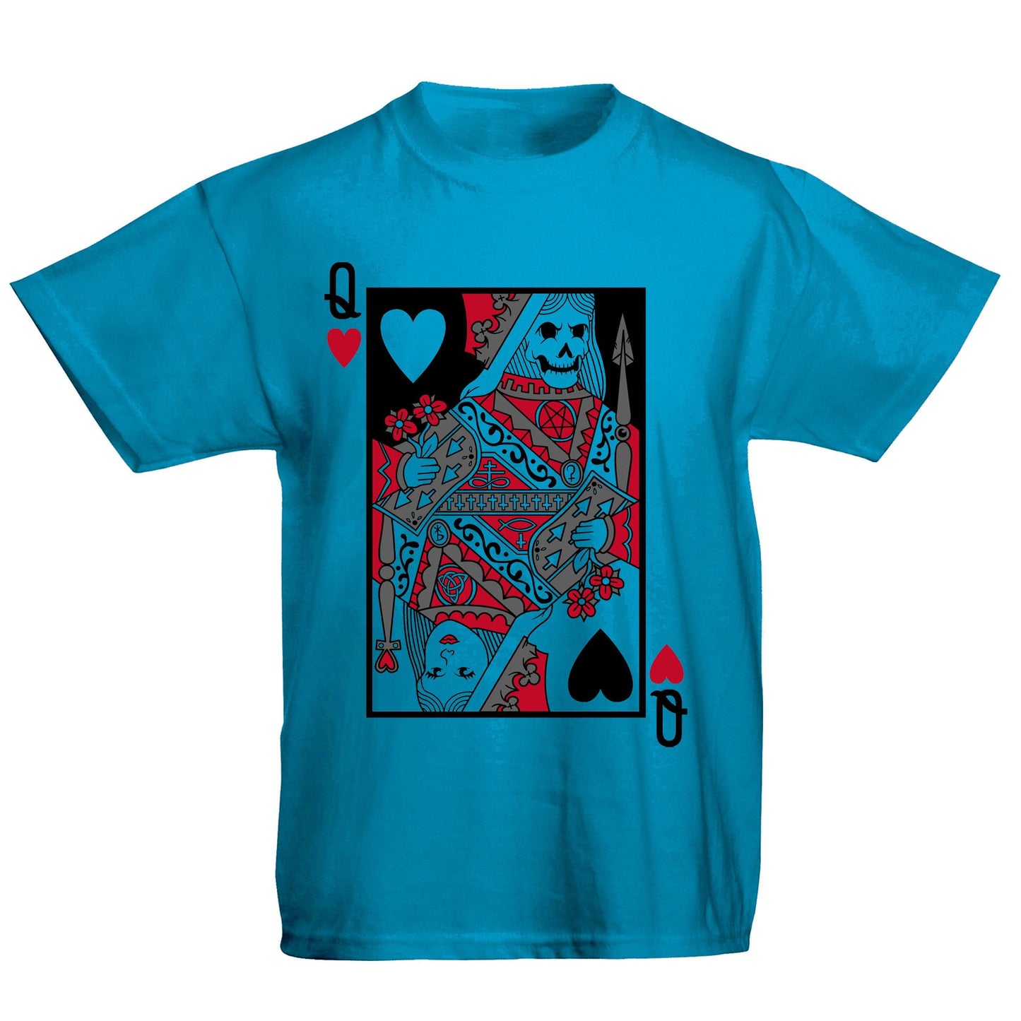 Queen Of Hearts Evil Playing Card Kids T-shirt