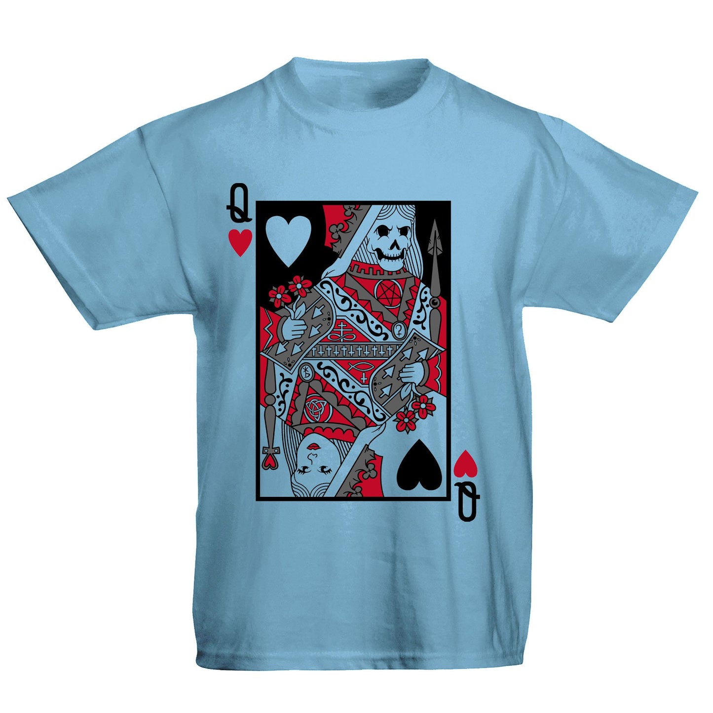 Queen Of Hearts Evil Playing Card Kids T-shirt