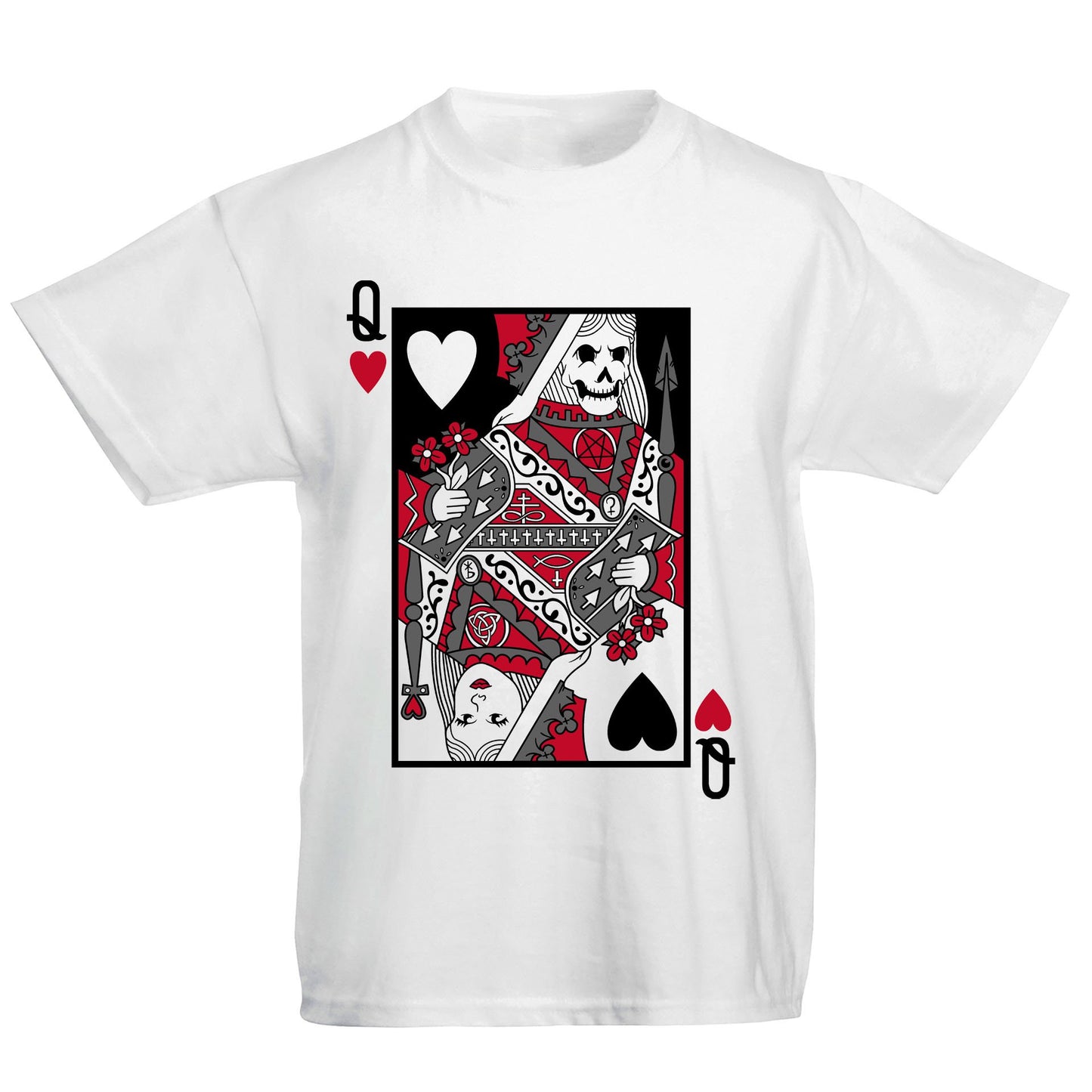 Queen Of Hearts Evil Playing Card Kids T-shirt