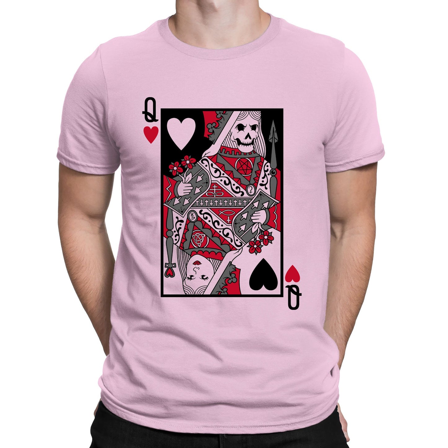 Queen Of Hearts Evil Playing Card Mens T-shirt