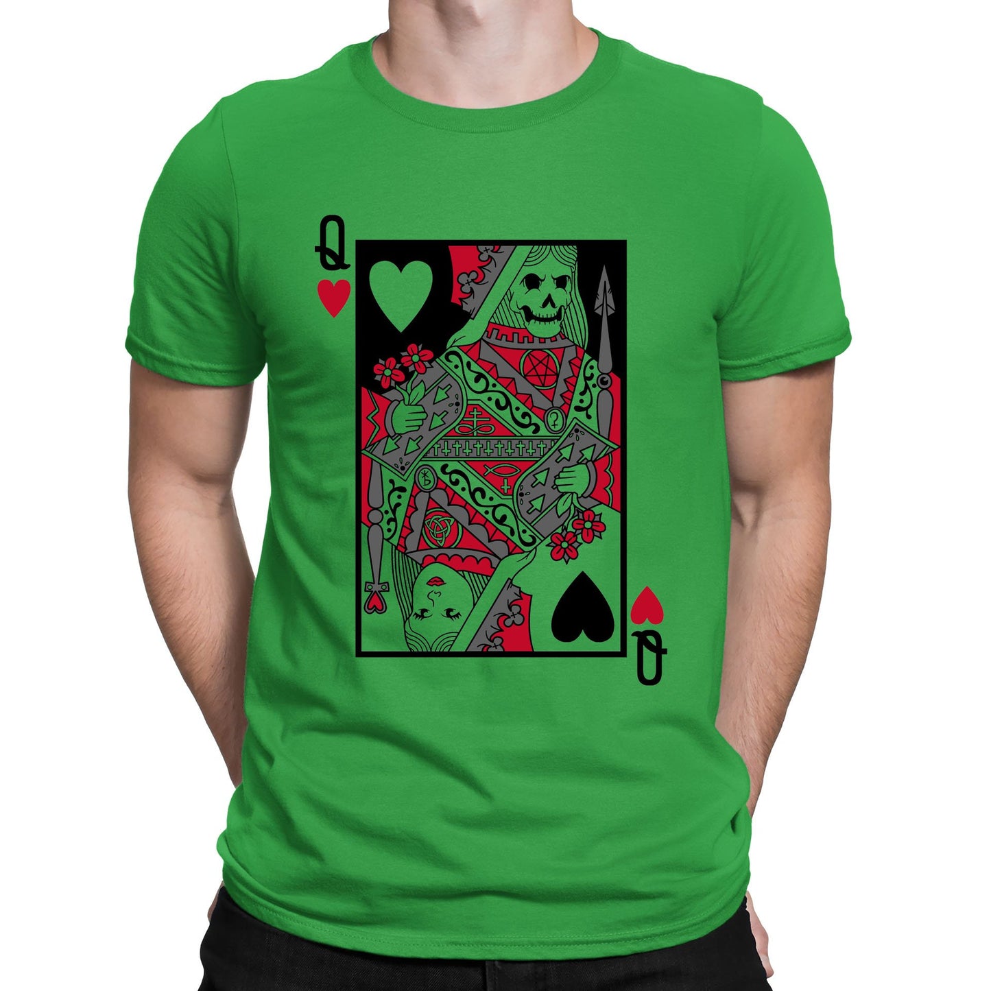 Queen Of Hearts Evil Playing Card Mens T-shirt