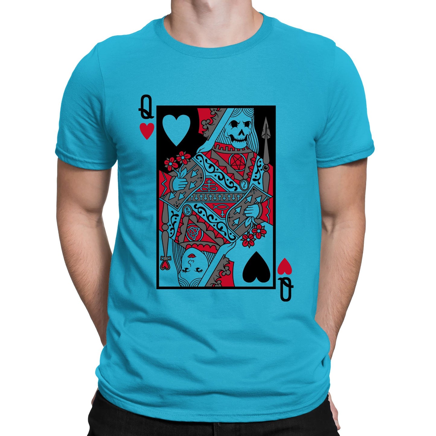 Queen Of Hearts Evil Playing Card Mens T-shirt