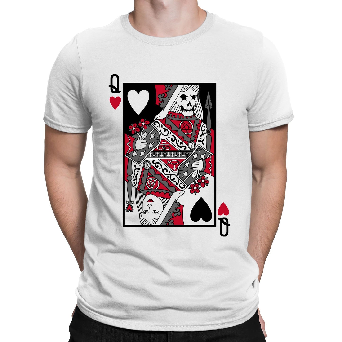 Queen Of Hearts Evil Playing Card Mens T-shirt