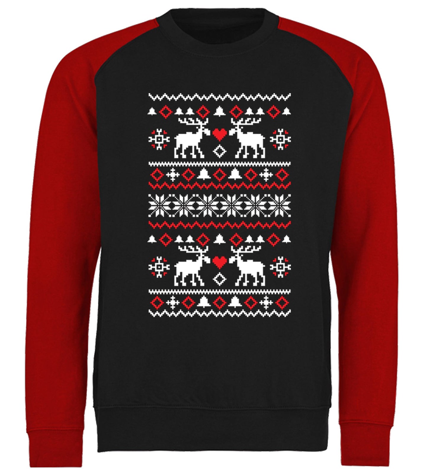 Christmas Jumper Pattern Reindeers Baseball Sweatshirt