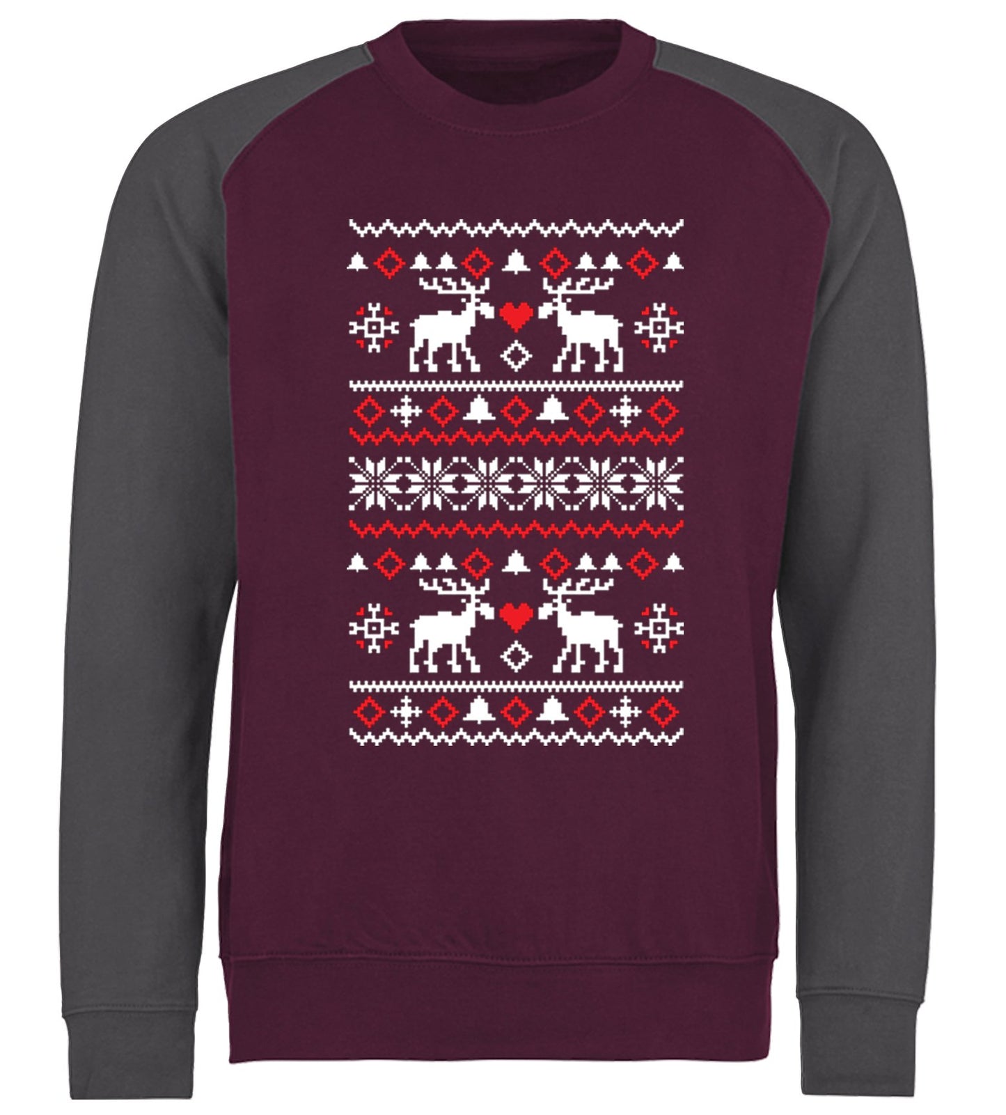 Christmas Jumper Pattern Reindeers Baseball Sweatshirt