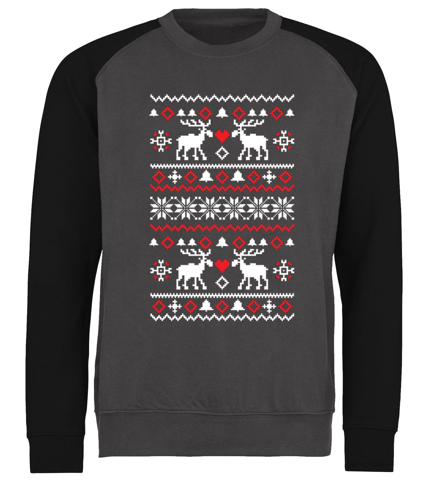 Christmas Jumper Pattern Reindeers Baseball Sweatshirt