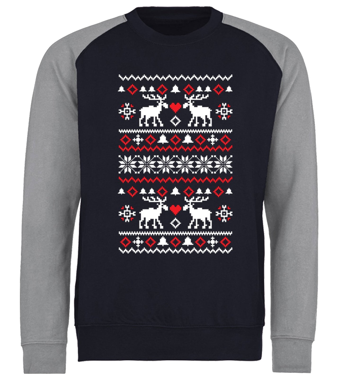 Christmas Jumper Pattern Reindeers Baseball Sweatshirt