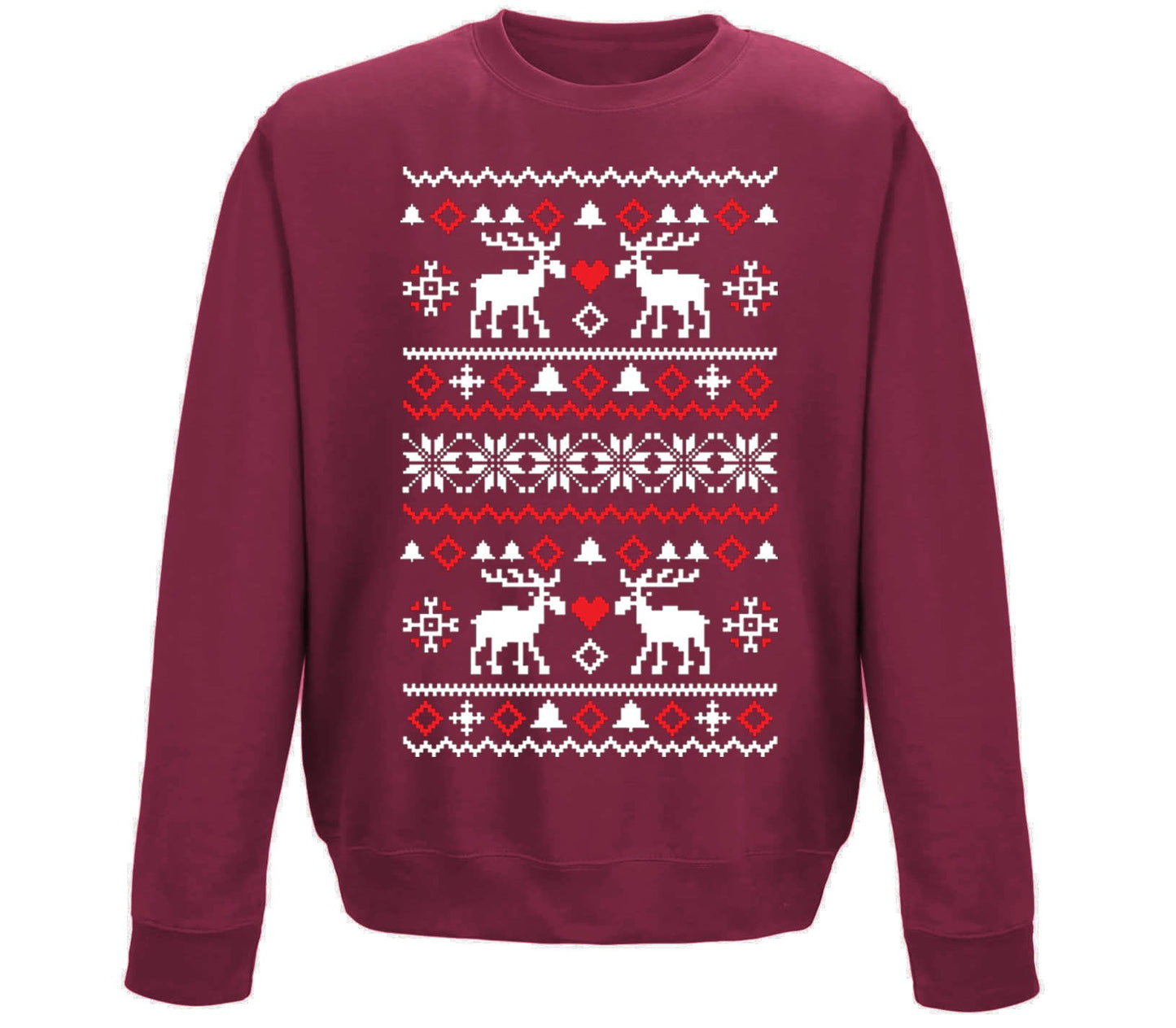 Christmas Jumper Pattern Reindeers Childrens Sweatshirt