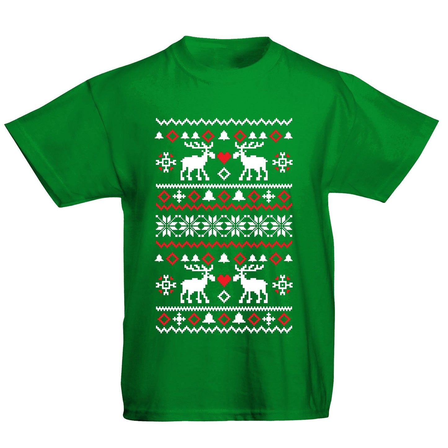 Christmas Jumper Pattern Reindeers Kids T-shirt