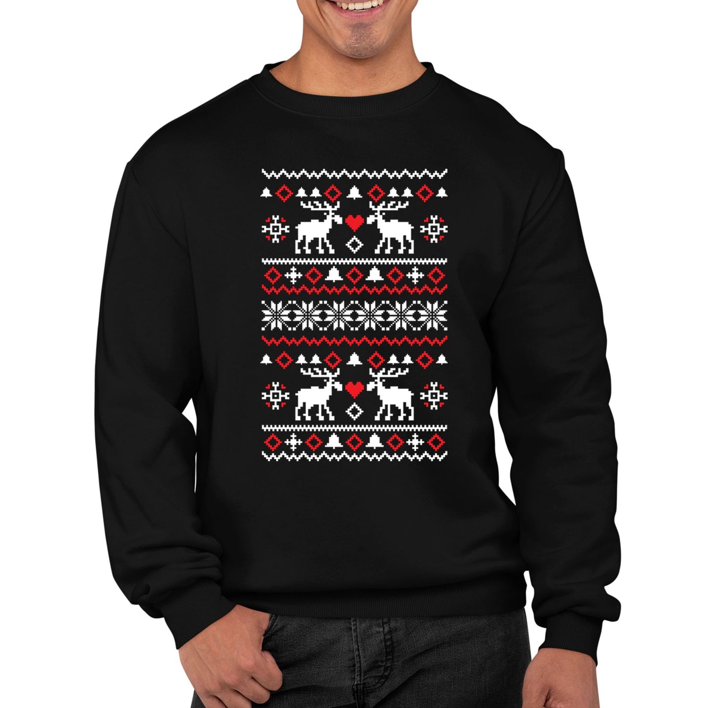 Christmas Jumper Pattern Reindeers Mens Sweatshirt