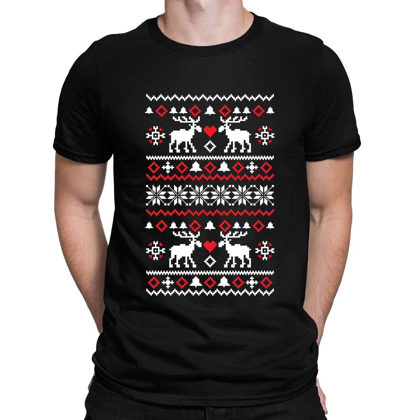 Christmas Jumper Pattern Reindeers Mens T-shirt