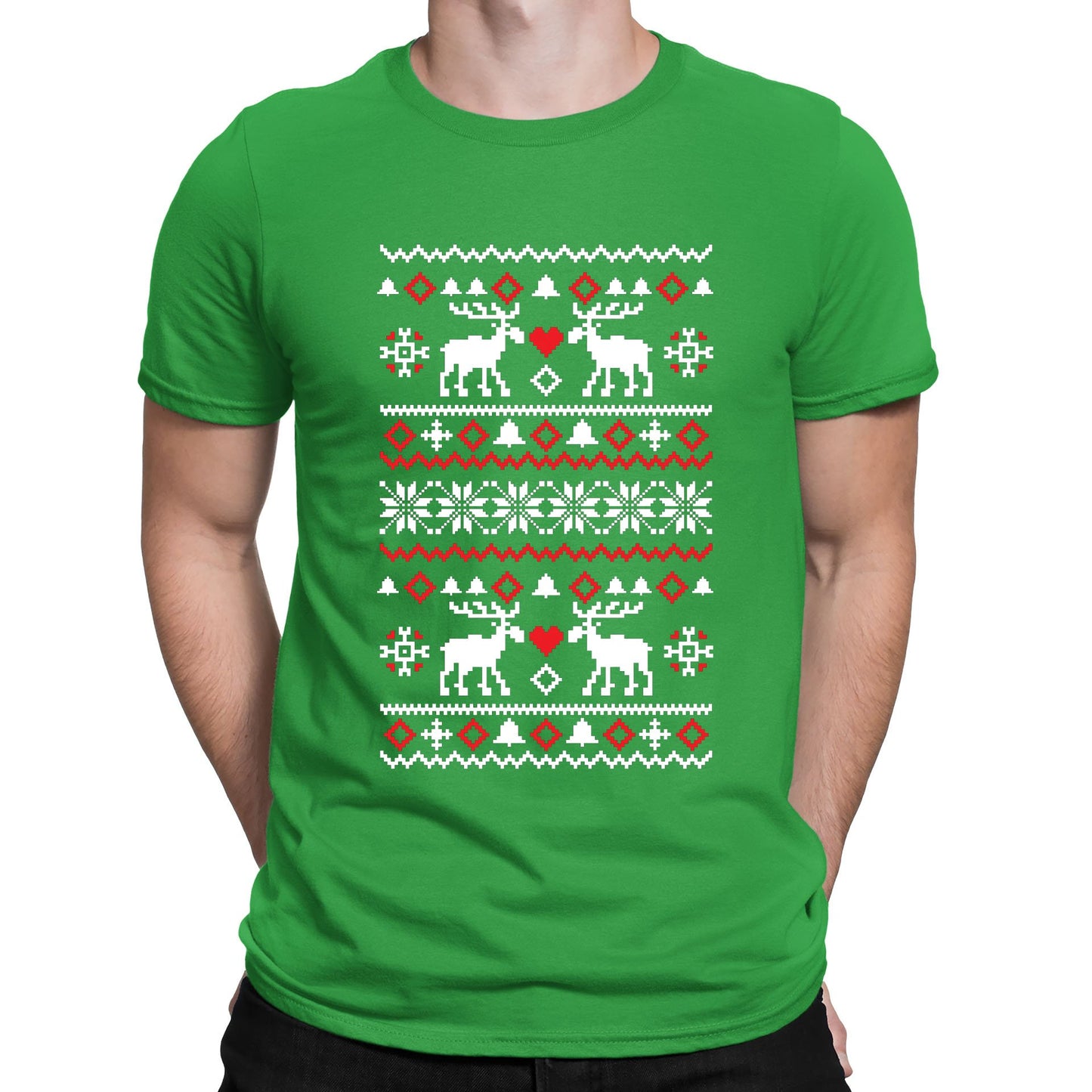 Christmas Jumper Pattern Reindeers Mens T-shirt