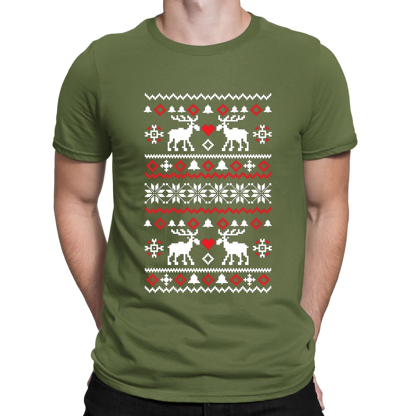 Christmas Jumper Pattern Reindeers Mens T-shirt