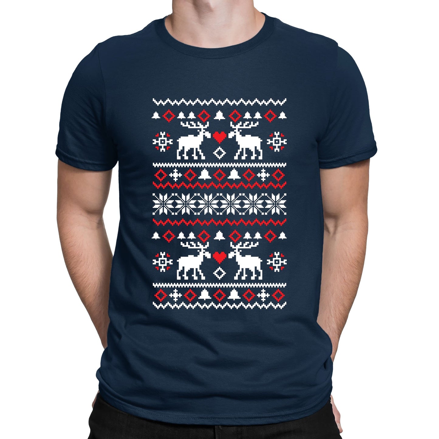 Christmas Jumper Pattern Reindeers Mens T-shirt