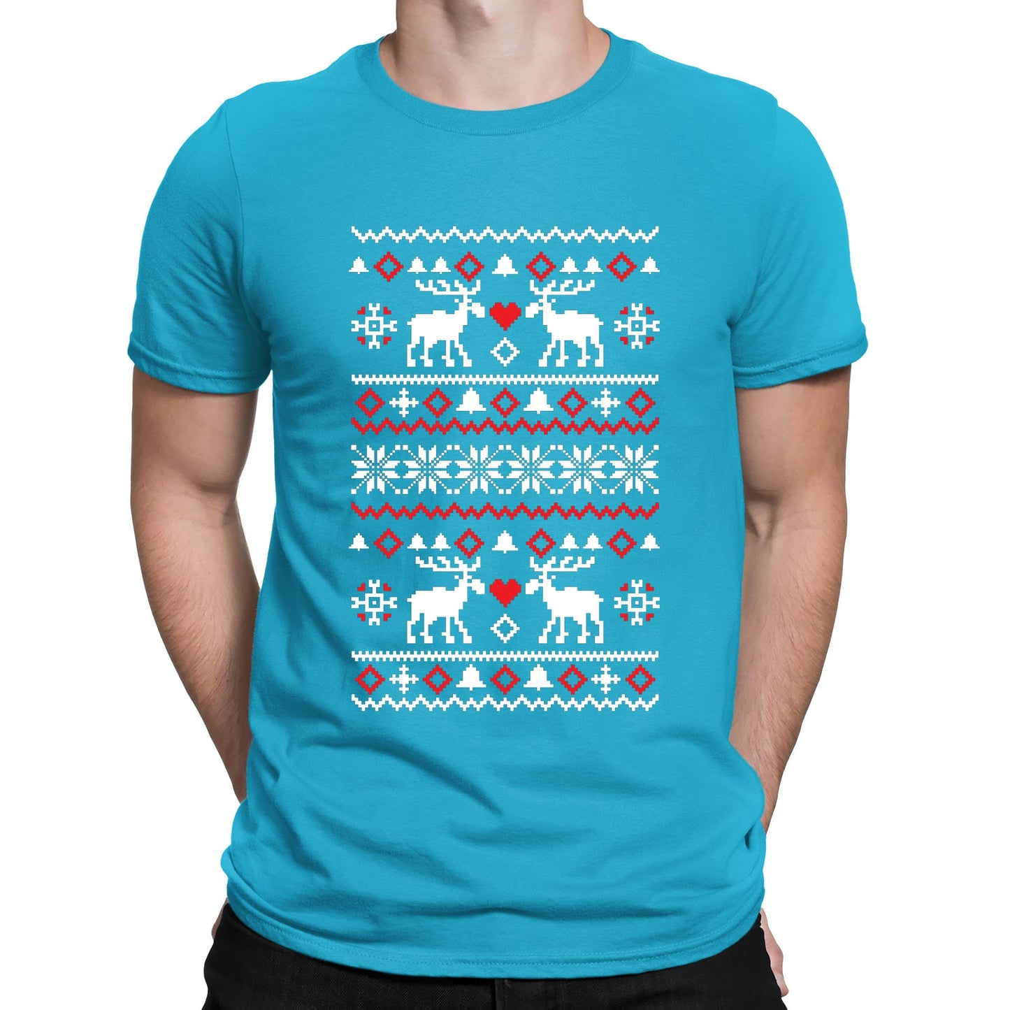 Christmas Jumper Pattern Reindeers Mens T-shirt