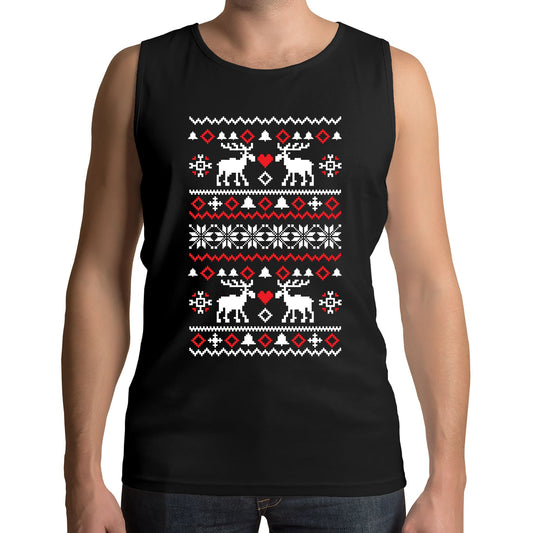 Christmas Jumper Pattern Reindeers Mens Vest