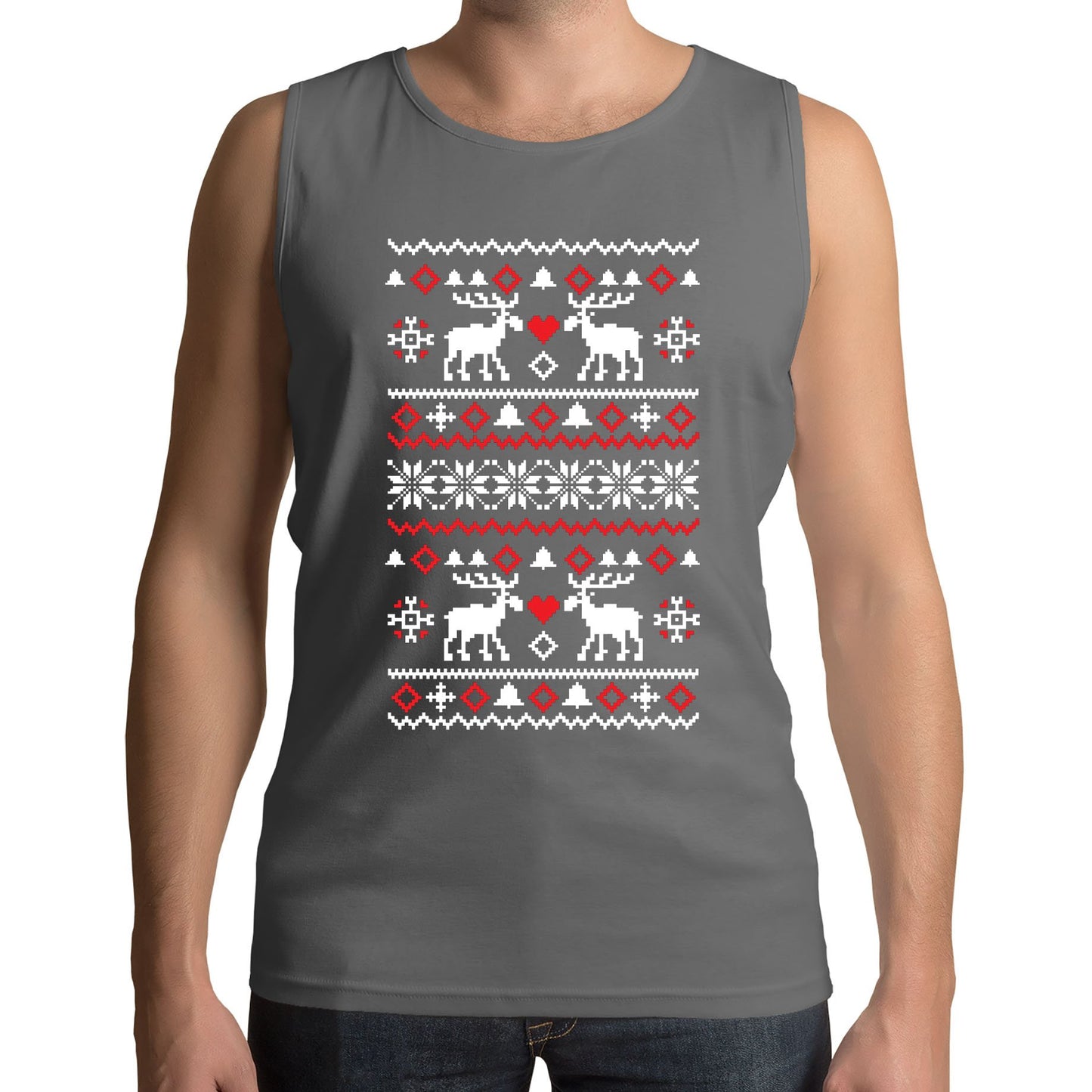 Christmas Jumper Pattern Reindeers Mens Vest