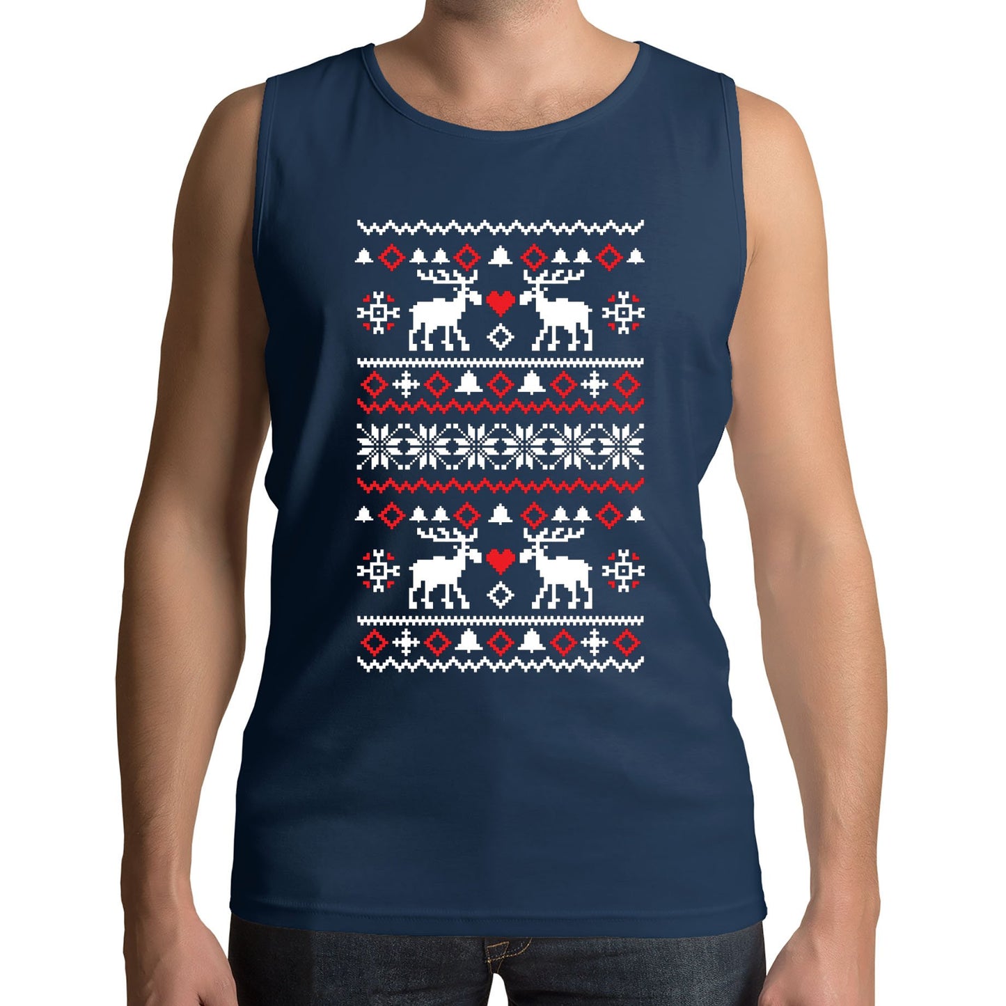 Christmas Jumper Pattern Reindeers Mens Vest