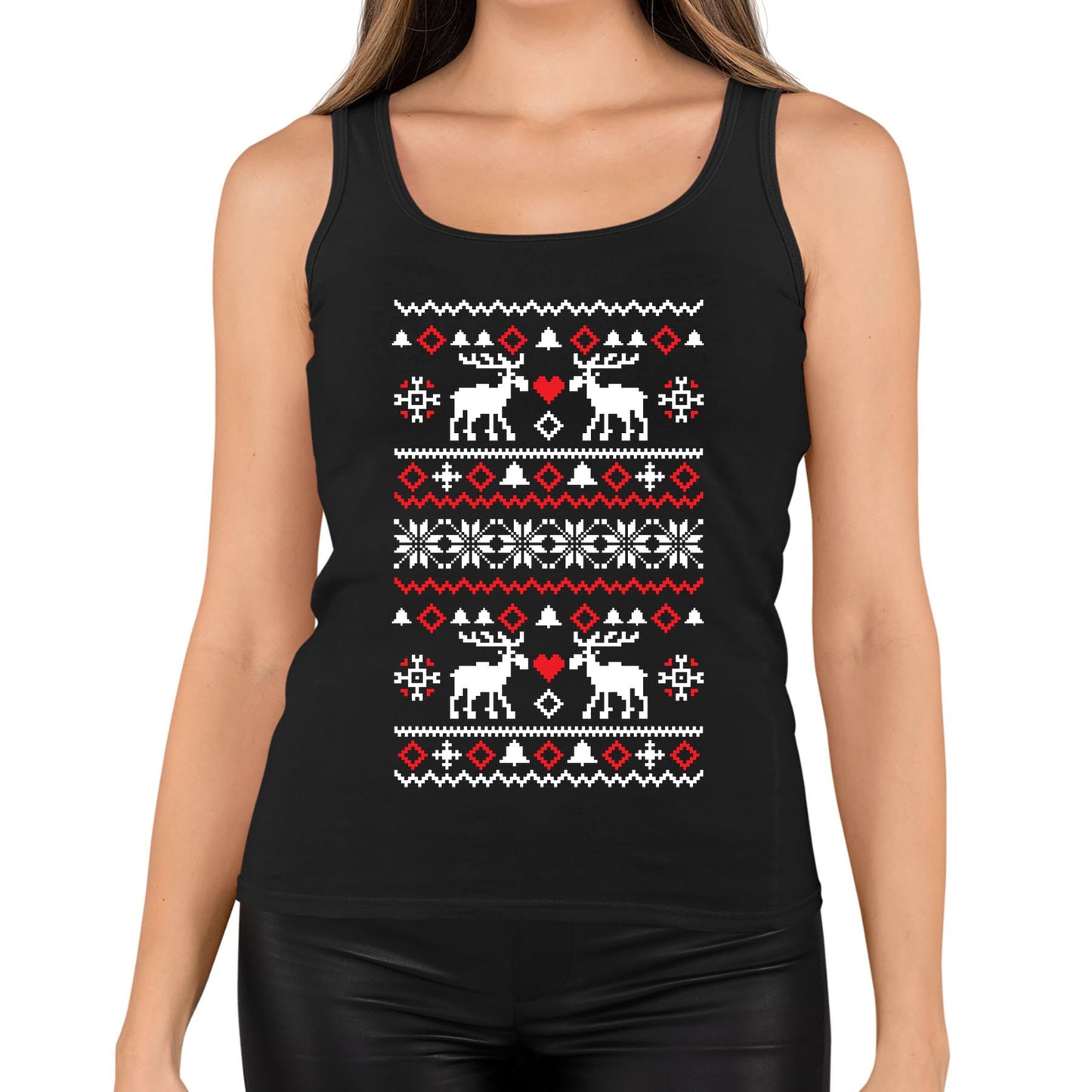 Christmas Jumper Pattern Reindeers Womens Vest