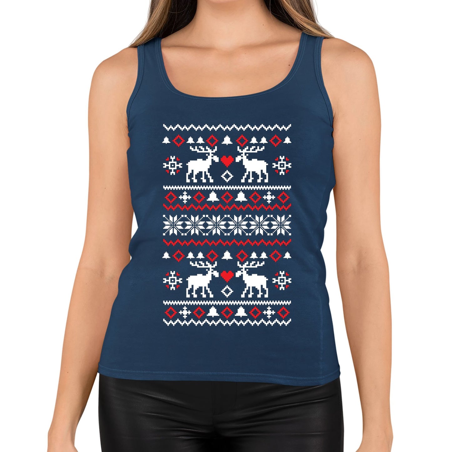 Christmas Jumper Pattern Reindeers Womens Vest