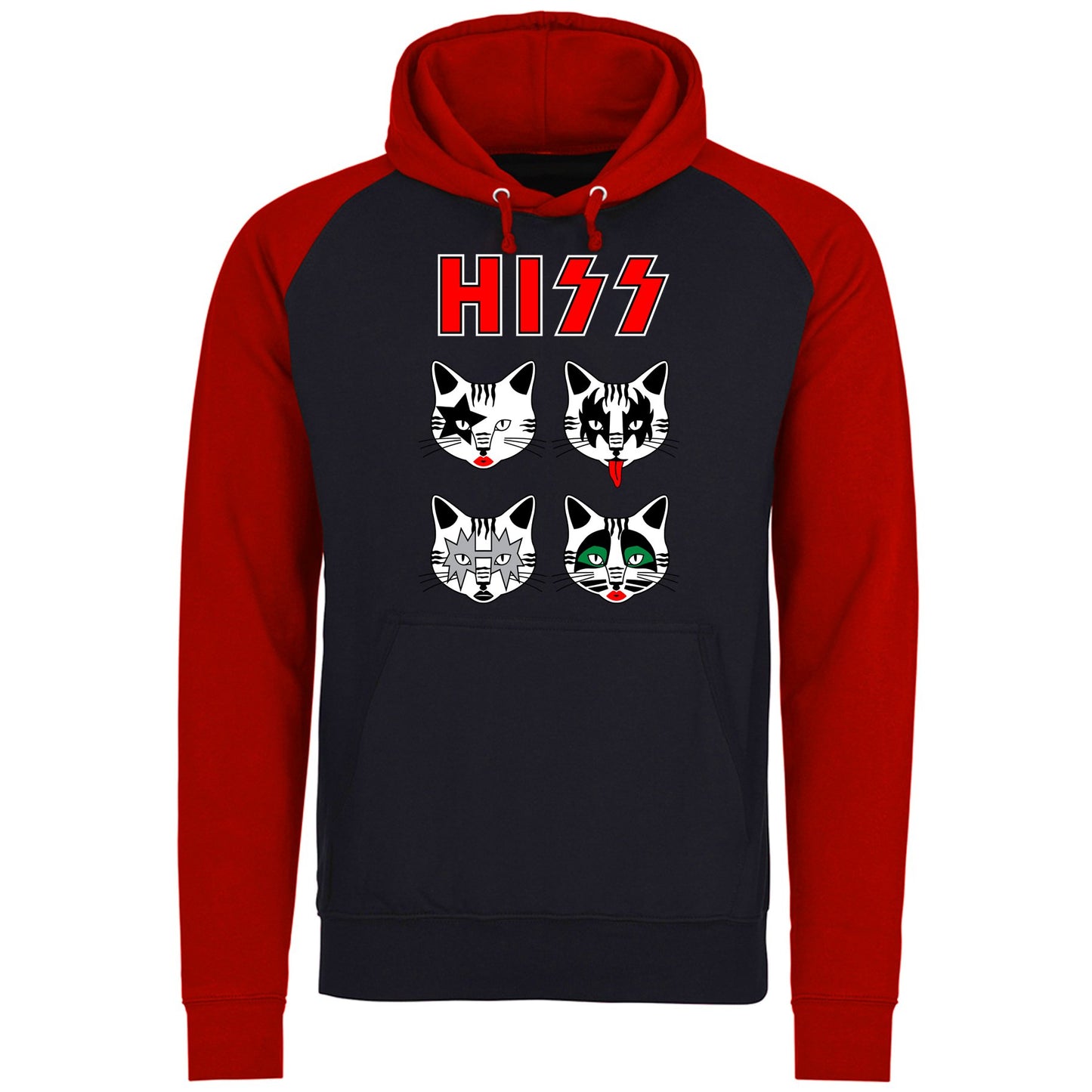 Hiss Cats Kiss Parody Baseball Hoodie