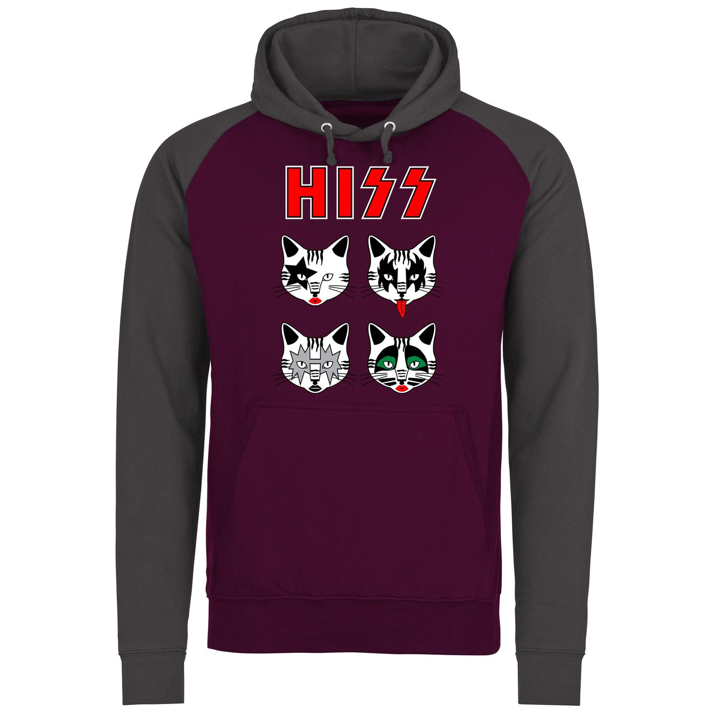 Hiss Cats Kiss Parody Baseball Hoodie