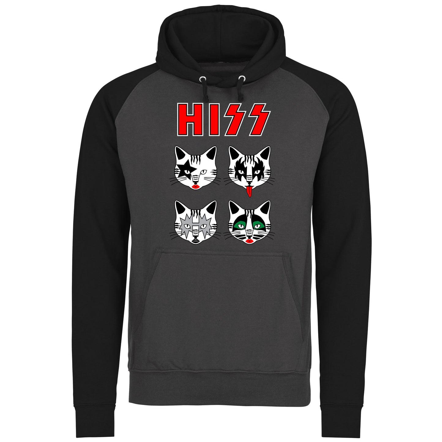 Hiss Cats Kiss Parody Baseball Hoodie