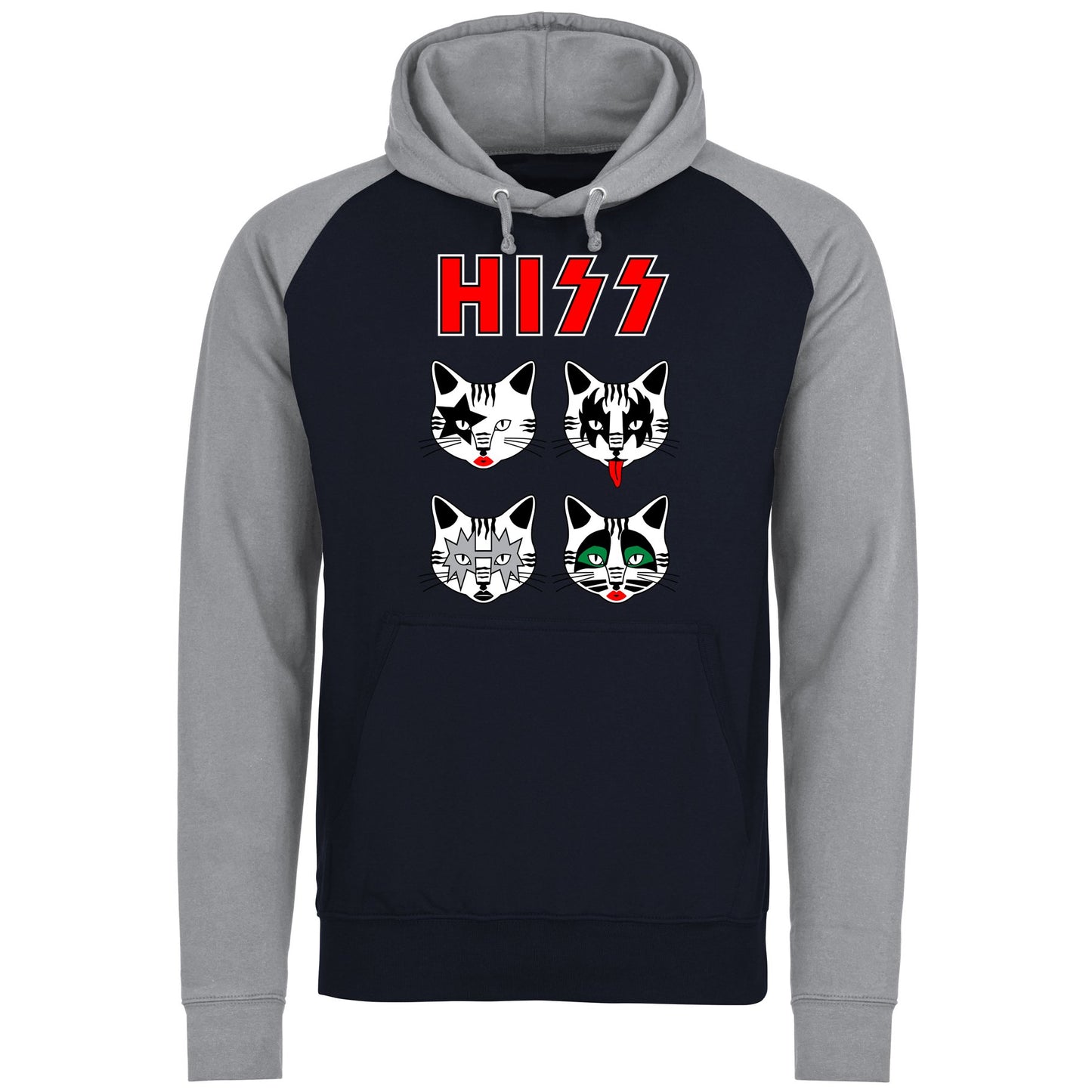 Hiss Cats Kiss Parody Baseball Hoodie