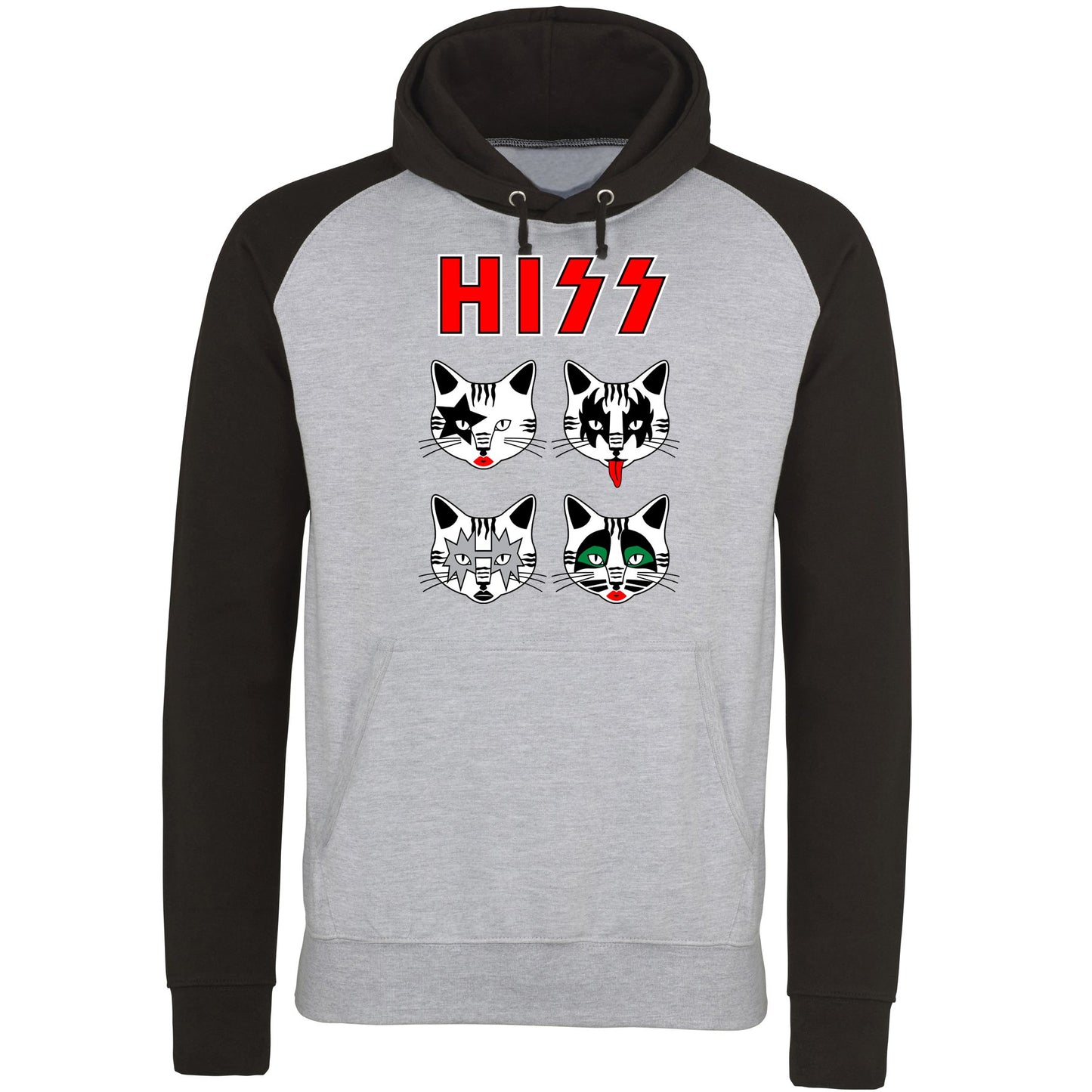 Hiss Cats Kiss Parody Baseball Hoodie