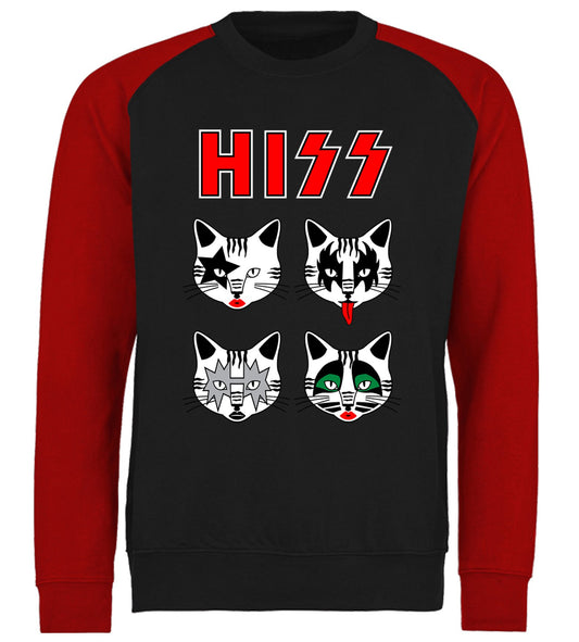 Hiss Cats Kiss Parody Baseball Sweatshirt