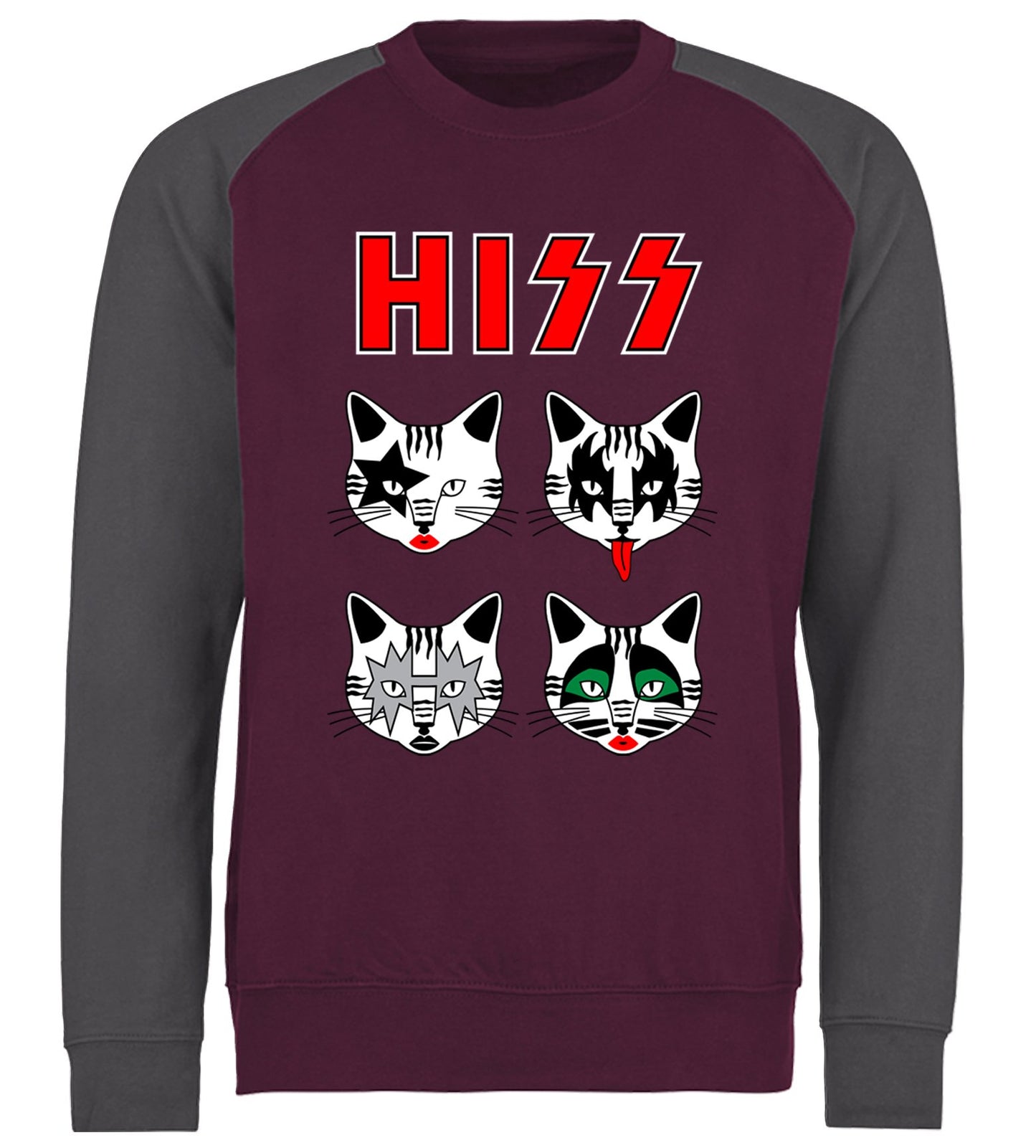 Hiss Cats Kiss Parody Baseball Sweatshirt