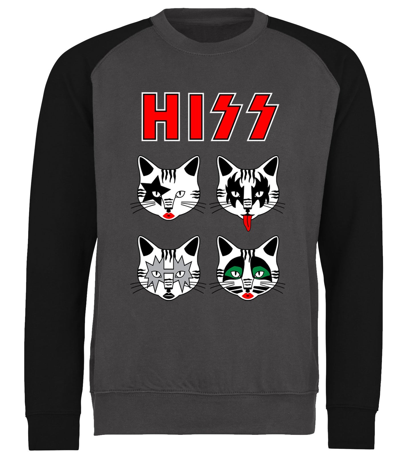 Hiss Cats Kiss Parody Baseball Sweatshirt