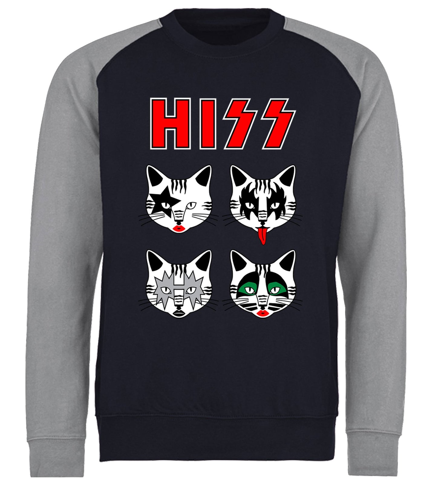 Hiss Cats Kiss Parody Baseball Sweatshirt