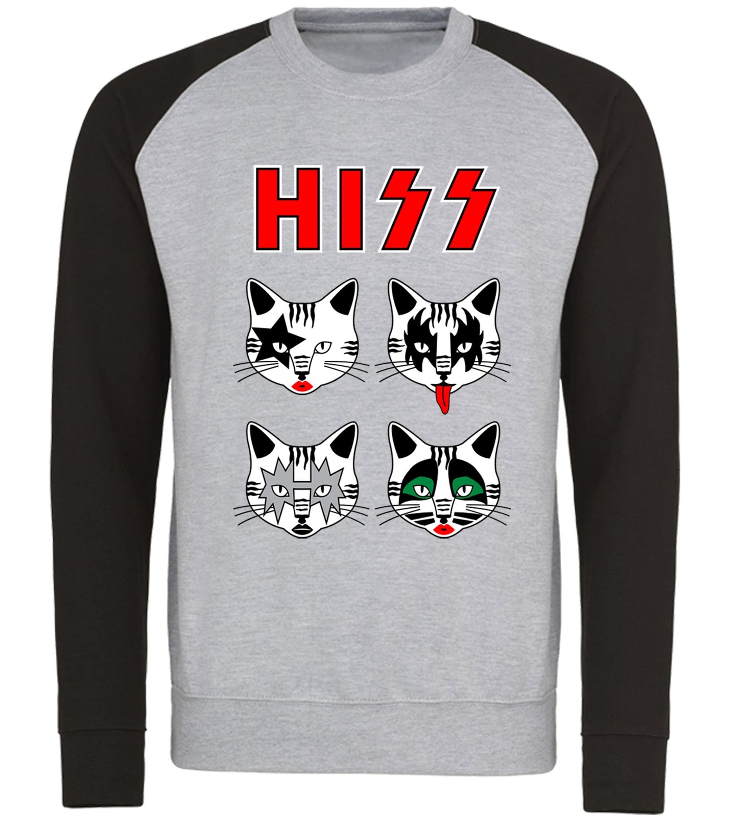 Hiss Cats Kiss Parody Baseball Sweatshirt