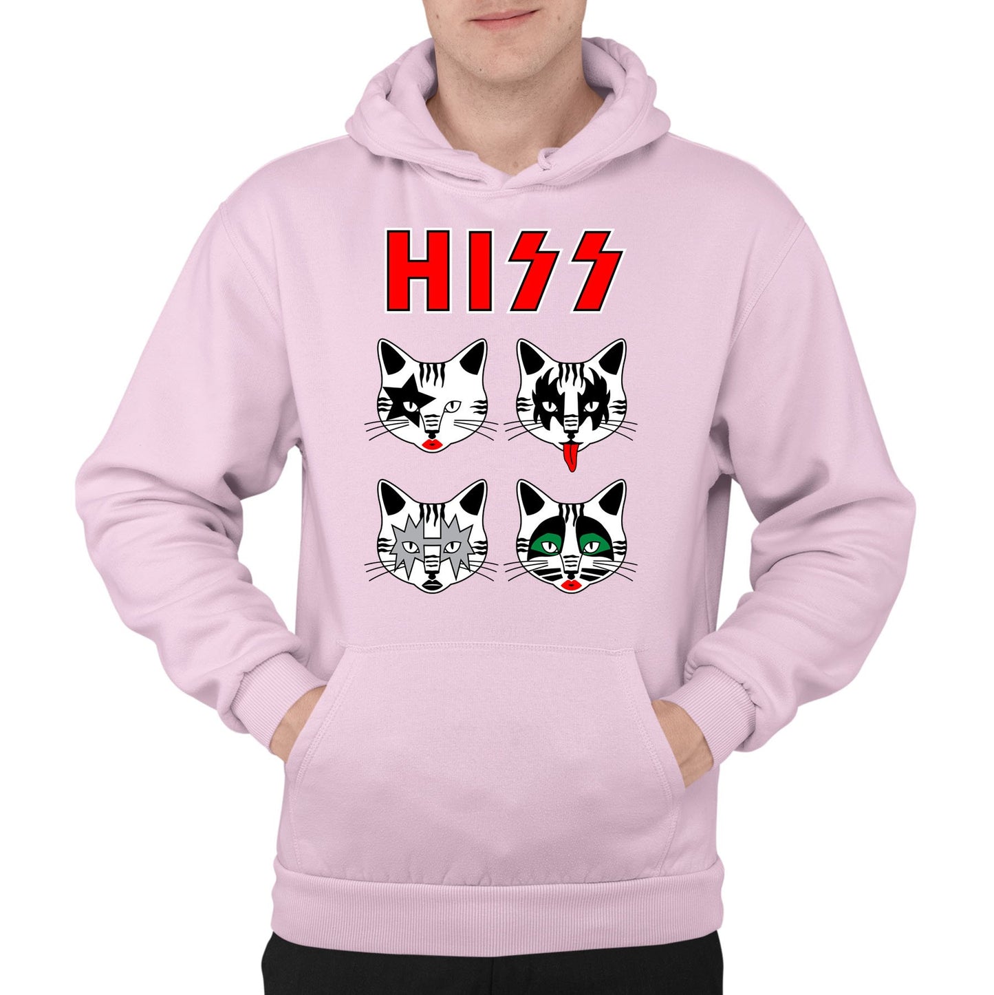 Hiss Cats Kiss Parody Mens Pullover Hoodie