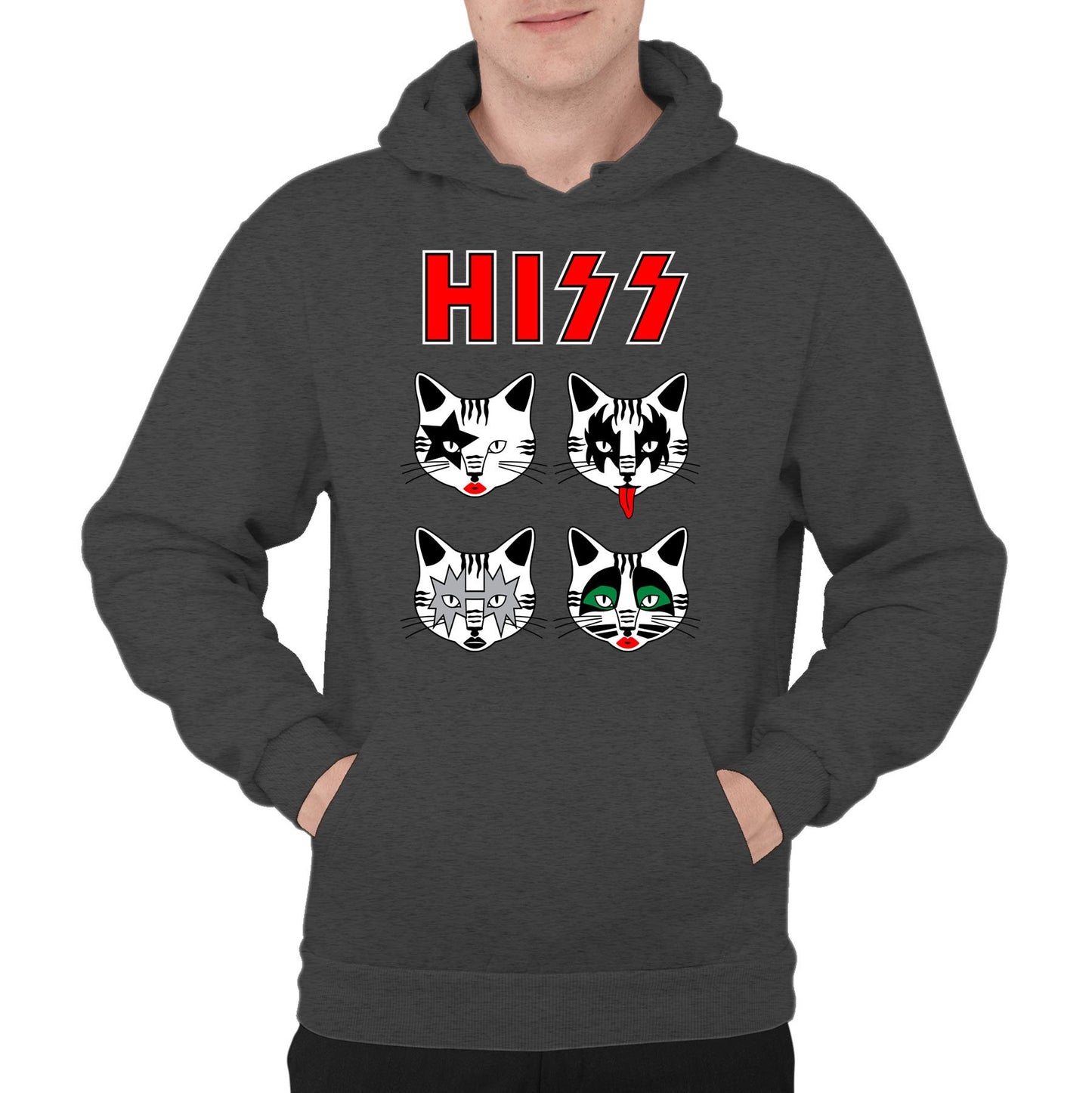 Hiss Cats Kiss Parody Mens Pullover Hoodie