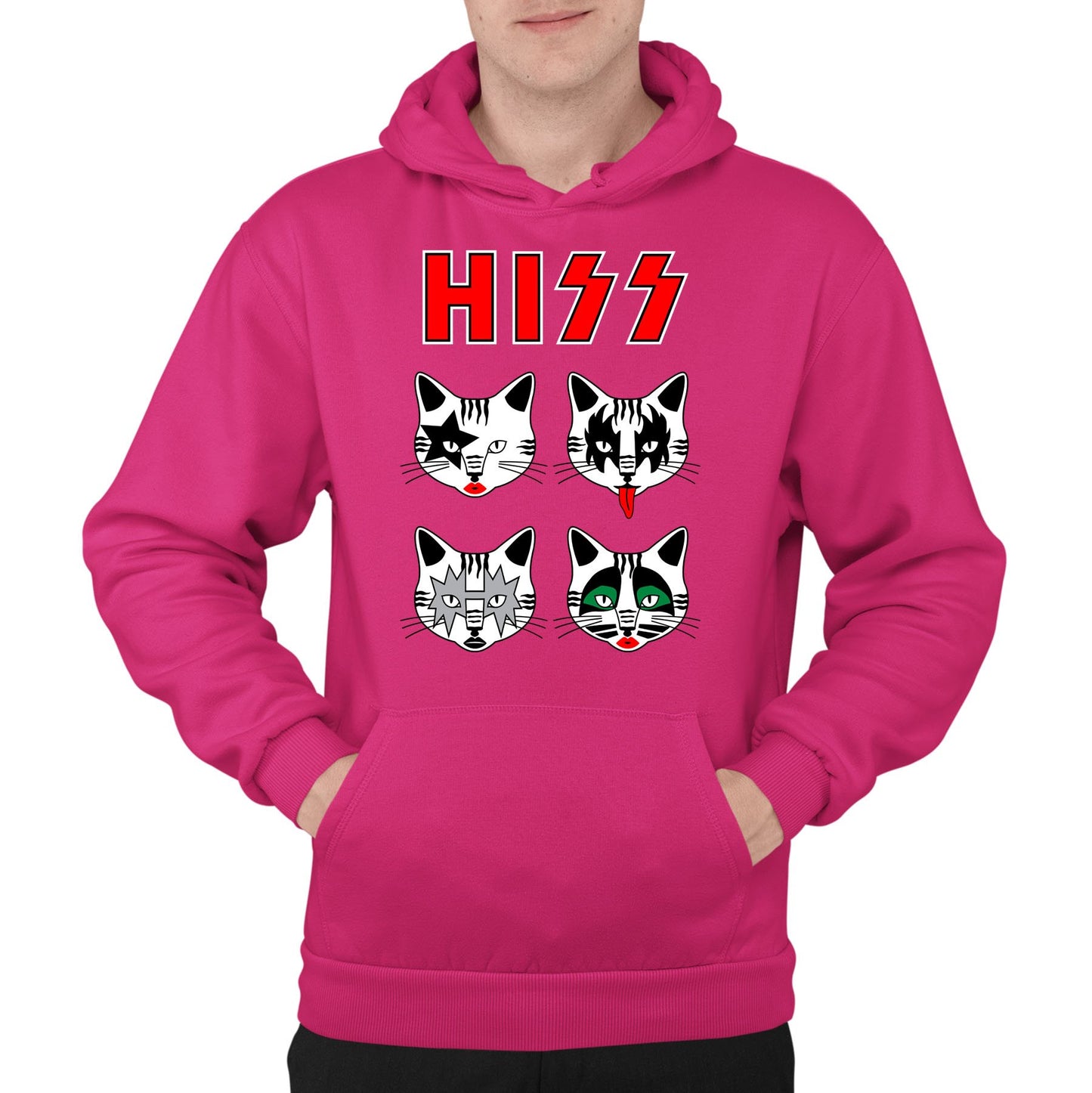 Hiss Cats Kiss Parody Mens Pullover Hoodie