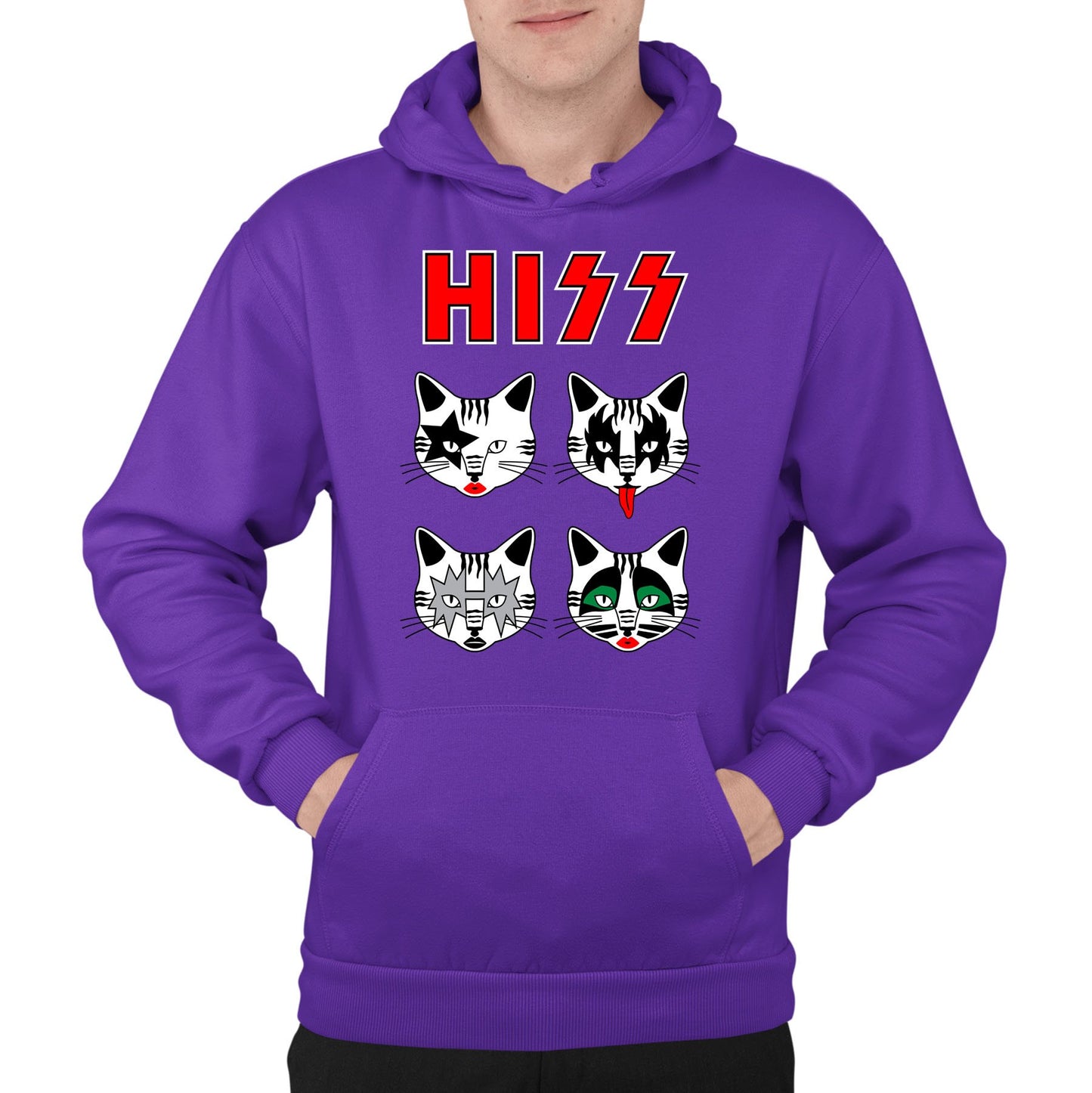 Hiss Cats Kiss Parody Mens Pullover Hoodie